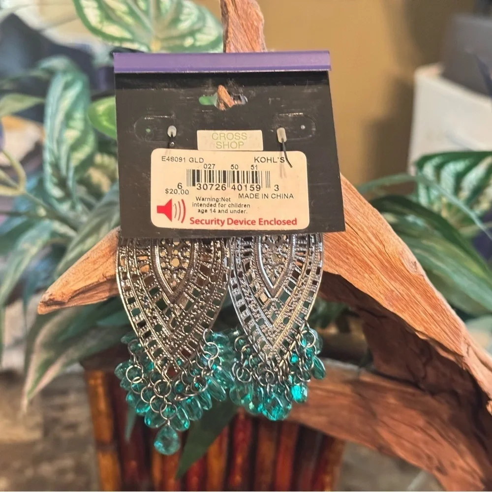 Apt. 9 Green & Silver Statement Dangle Earrings
